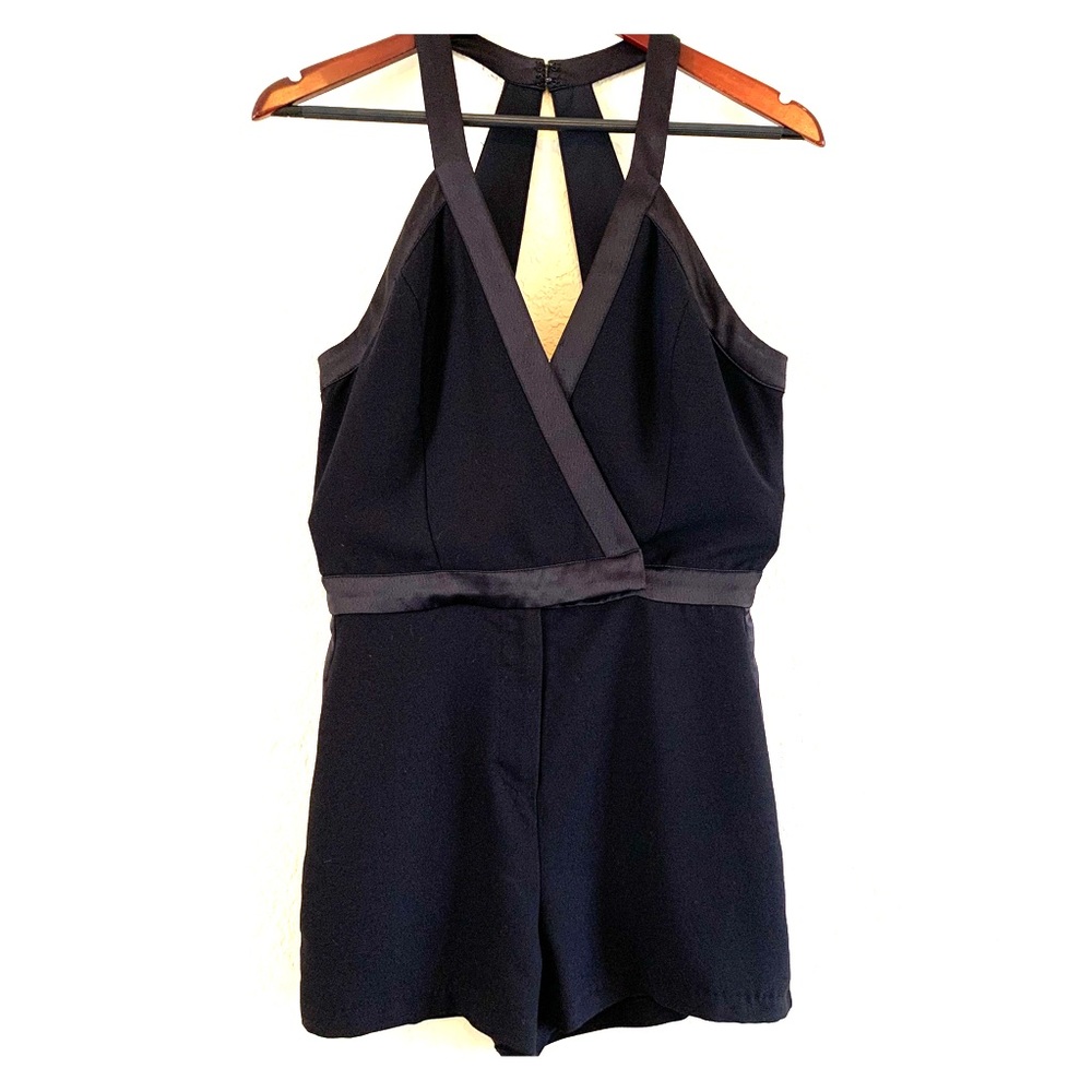 Parker Black Tuxedo Shorts Romper Small
